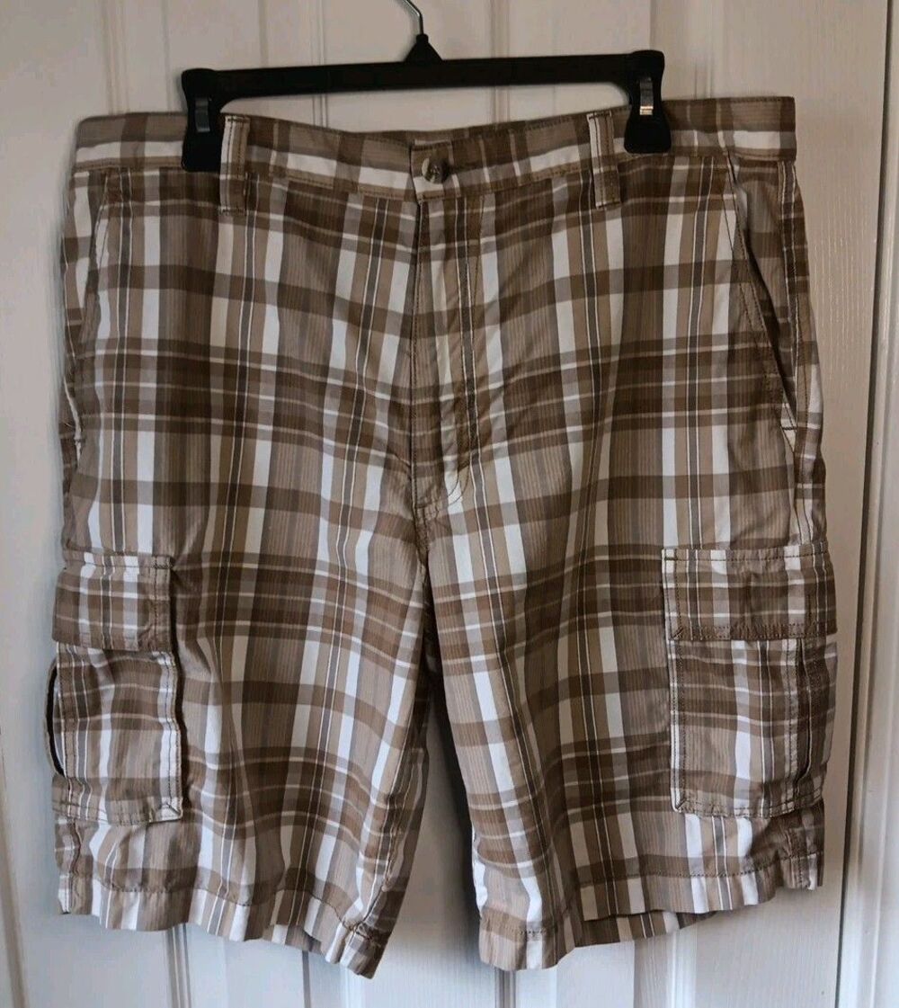 Mens Dockers Shorts Size 36 Beige Checkered Pattern